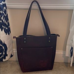 Portland Leather Goods Small Merlot Tote (zip)